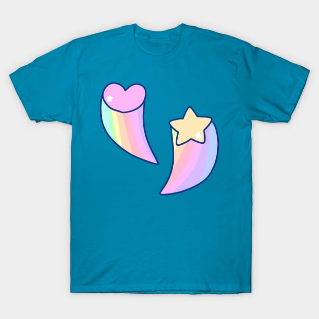 Rainbow Shooting Heart and Star T-Shirt by saradaboru